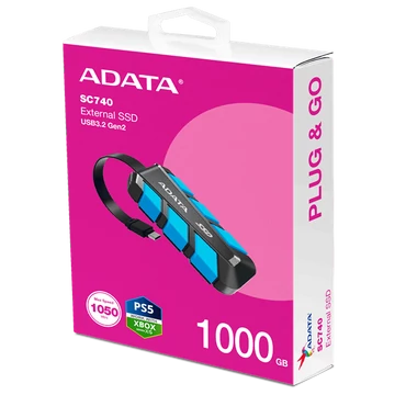 ADATA SSD Külső USB 3.2 1TB SC740, Type-C, Kék