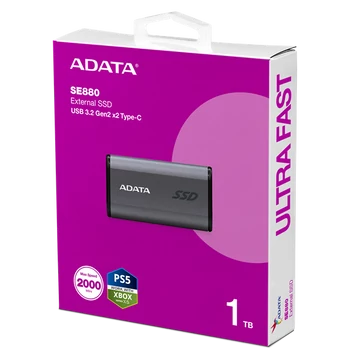 ADATA SSD Külső USB 3.2 1TB SE880 Elite, Type-C, Szürke
