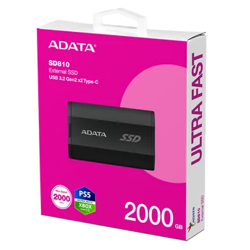 ADATA SSD Külső USB 3.2 2TB SD810, Type-C, Fekete
