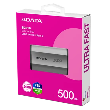 ADATA SSD Külső USB 3.2 500GB SD810, Type-C, Szürke