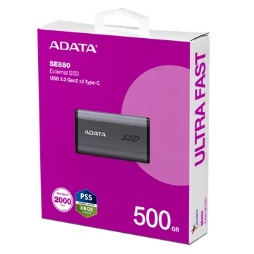 ADATA SSD Külső USB 3.2 500GB SE880 Elite, Type-C, Szürke