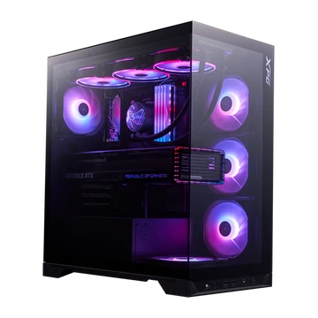 ADATA XPG Ház Midi ATX Invader X BTF, 5x120mm RGB ventilátor, Tápegység nélkül, üvegfalú, fekete