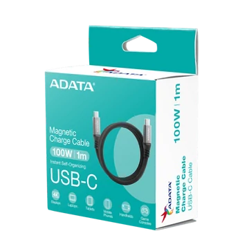 ADATA kábel USB 3.2 - USB TypeC - TypeC 1m műanyag fekete, mágneses