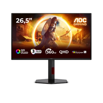 AOC OLED Gaming monitor 26,5" Q27G4SDR 2560x1440, 16:9, 1000cd/m2, 0,03ms, HDMI/DisplayPort/2xUSB,360 Hz, áll.mag.,pivot