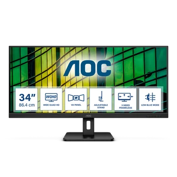 AOC monitor 34" U34E2M, 3440x1440, 21:9, 300cd/m2, 4ms, 2xHDMI/DisplayPort
