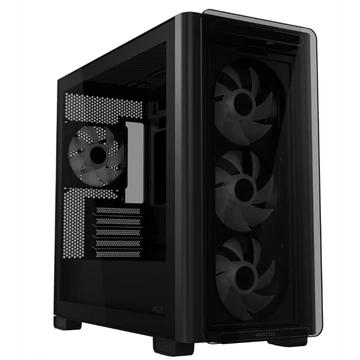 ASUS Ház A23 Plus, Tápegység nélkül, Fekete, Üvegfalú