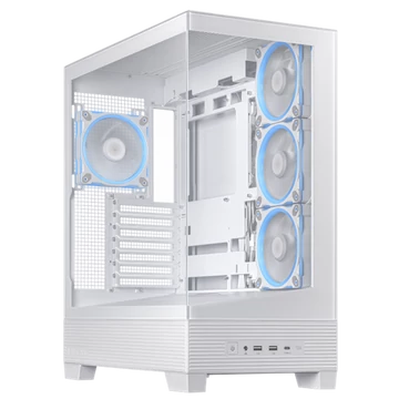 ASUS Ház A31 Plus, Tápegység nélkül, Fehér, Üvegfalú