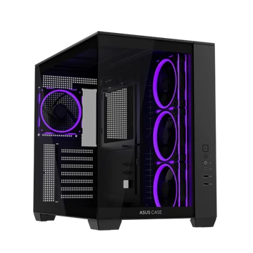 ASUS Ház A32 Plus, Tápegység nélkül, Fekete, Üvegfalú