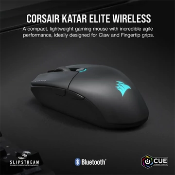 CORSAIR Vezetékes/Vezeték Nélküli Egér Gaming, KATAR ELITE, 6 programozható gomb, RGB Világítás, 26000dpi, fekete