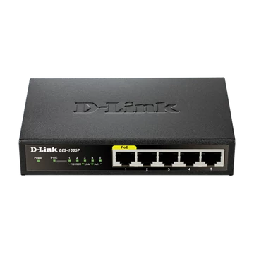 D-LINK Switch 5x100Mbps (4xPOE) Fémházas Asztali, DES-1005P/E