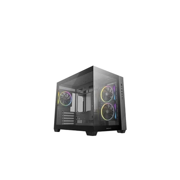 DEEPCOOL Ház Micro ATX CG330 3F, Tápegység nélkül, Fekete, Üvegfalú