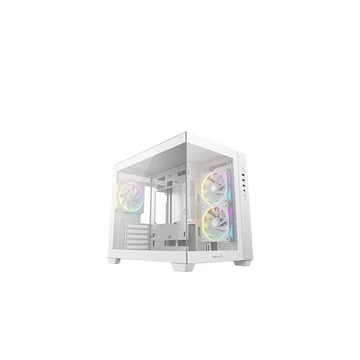 DEEPCOOL Ház Micro ATX CG330 3F WH, Tápegység nélkül, Fehér, Üvegfalú