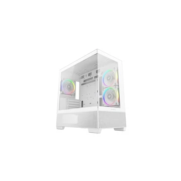 DEEPCOOL Ház Micro ATX CG380 3F WH, Tápegység nélkül, Fehér, Üvegfalú