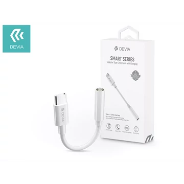Devia Smart Series, USB-C (Type-C) dugó - 3,5mm jack aljzat audio adapter kábel, fehér