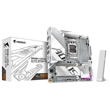 GIGABYTE Alaplap AM5 B850M AORUS ELITE WIFI6E ICE AMD B850, ATX