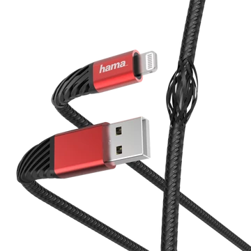 HAMA 201538, FIC E3 ADATKÁBEL  LIGHTNING "EXTREME" 1,5M, FEKETE-PIROS