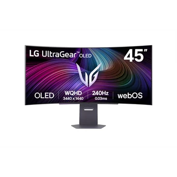 LG OLED Gaming 240Hz ívelt smart monitor 45" 45GX950A, 3440x1440, 21:9, 275cd/m2, 1ms, HDMIx2/Displaypor/USBx2/USB-C