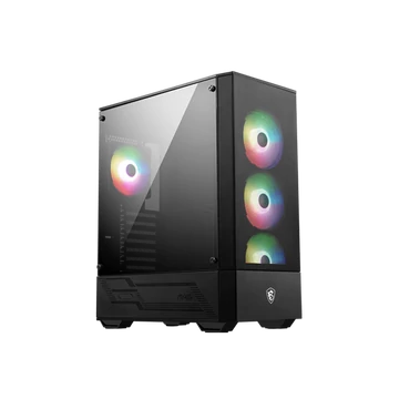 MSI Ház Midi ATX FORGE 112R, 4xARGB ventilátor, Tápegység nélkül, üvegfalú, fekete