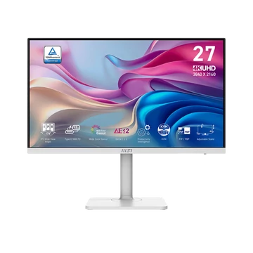 MSI Monitor Business Modern MD272UPHW 27" UHD, 3840x2160, 60Hz, IPS, 4ms, HDMI, DP, USB-C, Pivot, Docking, White