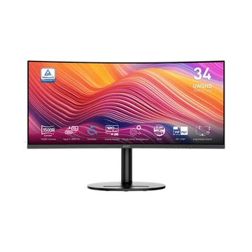 MSI Monitor Business Modern MD342CQP Ívelt 34" QHD, 3440x1440, 100Hz VA 21:9, 3000:1 CR, 300cd/m2, 4 ms, HDMI, DP, Black