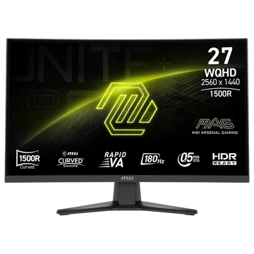 MSI Monitor GAMING MAG 275CQF E18 Ívelt 27" WQHD 2560x1440 180Hz Rapid VA 1500R, 5000:1, 0,5ms, 2x HDMI,DP, USB-C