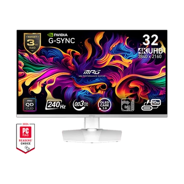 MSI Monitor GAMING MPG 321URXW QD-OLED 31,5" UHD 3840x2160, 240Hz, 150000:1 CR, 250cd/m2, 0,03ms, 2x HDMI, DP, USB-C