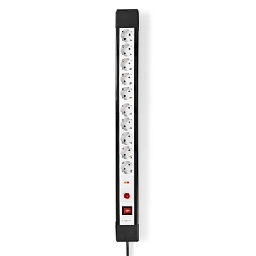 Nedis ESC103SPF1PRO 10 aljzatos elosztó túlfeszűltségvédelemmel, H05VV-F 3G1.5mm2 , 3680 W, 16A, hossz 3m