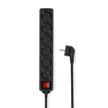 Nedis ESOC650F2BK 6 aljzatos kapcsolós (6-os) elosztó, 5 m, 3680 W, 16 A