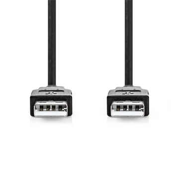 Nedis CCGL60000BK10 USB A apa - USB-A apa kábel, USB2.0, hossz: 1m