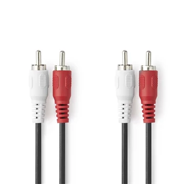 Nedis CAGL24200BK30 sztereo audio kábel, 2 X RCA dugó - 2 X RCA dugó, hossz 3m