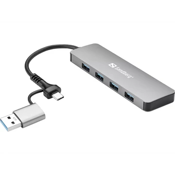 SANDBERG Hub és elosztó, USB-C/A to 4xUSB 3.0 Hub