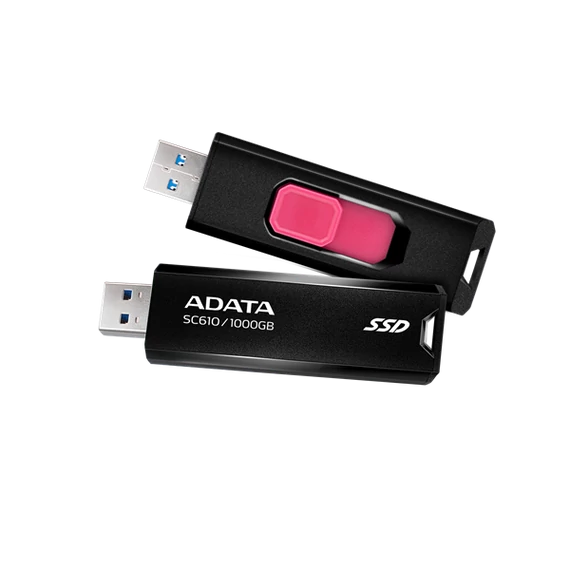 ADATA SSD Külső USB 3.2 1TB SC610, Fekete/Piros