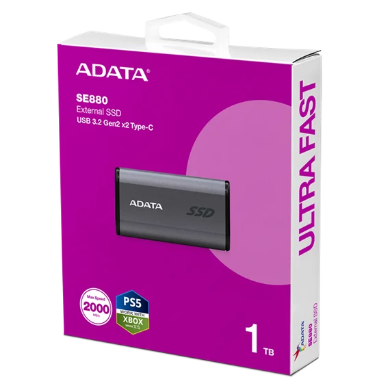 ADATA SSD Külső USB 3.2 1TB SE880 Elite, Type-C, Szürke