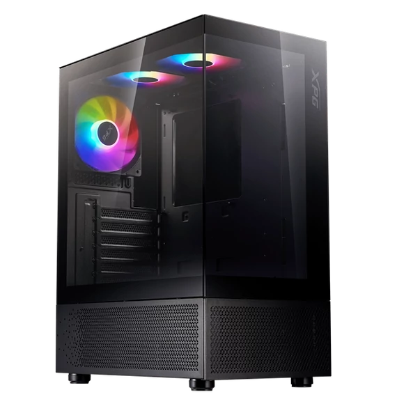 ADATA XPG Ház Midi ATX Invader X Mini, 5x120mm RGB ventilátor, Tápegység nélkül, üvegfalú, fekete