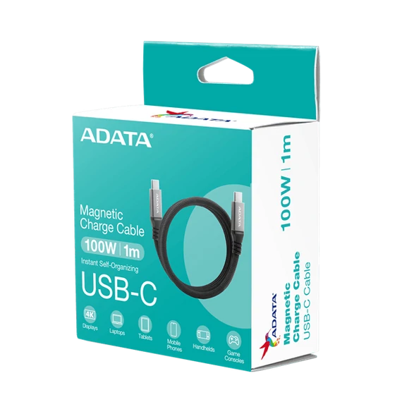 ADATA kábel USB 3.2 - USB TypeC - TypeC 1m műanyag fekete, mágneses