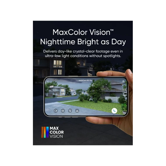 ANKER EUFYCAM S3 Pro Biztonsági Kamera, 4K UHD, Beépített Napelem, BionicMind, kültéri - T81623W1