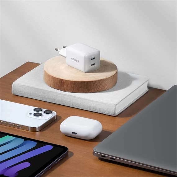 ANKER Hálózati Töltő 2xUSB-C 40W, fehér - A2038G21