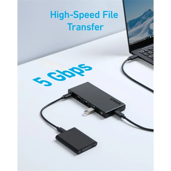 ANKER USB HUB 364 10-in-1, USB-C, Dual 4K HDMI, 2xUSB3.2, 1xLAN, 2xUSB2.0, SD kártyaolvasóval - A83A2G11
