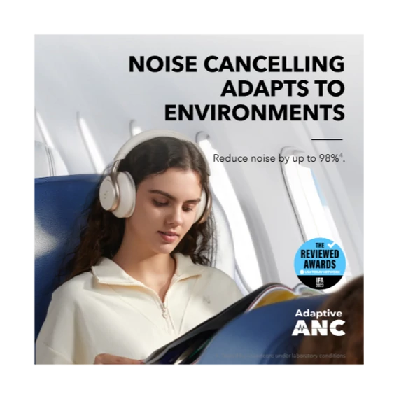 ANKER Vezeték Nélküli Fejhallgató, Soundcore Space One, Aktív Zajszűrő, latte cream - A3035G21