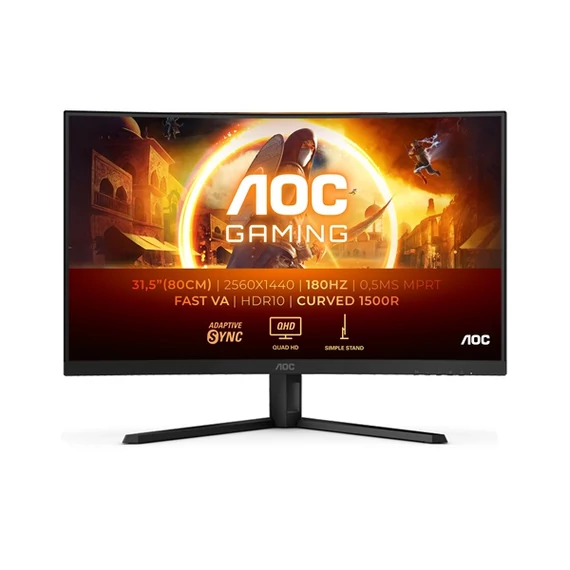 AOC Ívelt Gaming 180Hz monitor 31,5
