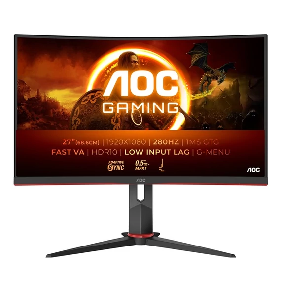 AOC Ívelt Gaming 280Hz monitor 27