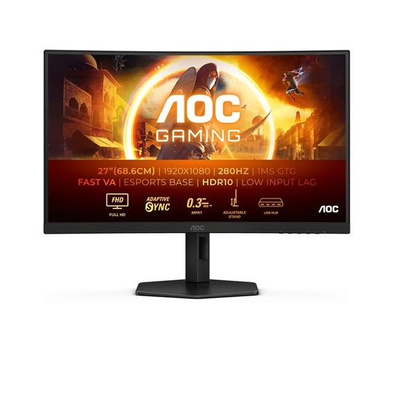 AOC Ívelt Gaming 280Hz monitor 27