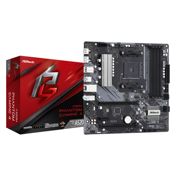 ASROCK Alaplap AM4 A520M PHANTOM GAMING 4 AMD A520, mATX