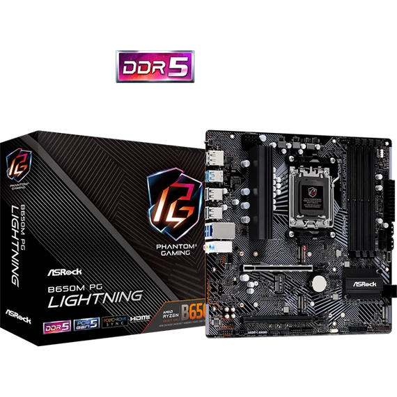 ASROCK Alaplap AM5 B650M PG LIGHTNING AMD B650, mATX
