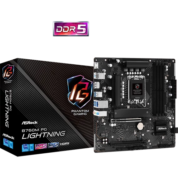 ASROCK Alaplap S1700 B760M PG LIGHTNING INTEL B760, mATX