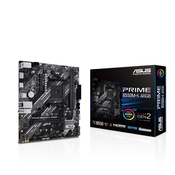 ASUS Alaplap AM4 PRIME B550M-K ARGB AMD B550, mATX