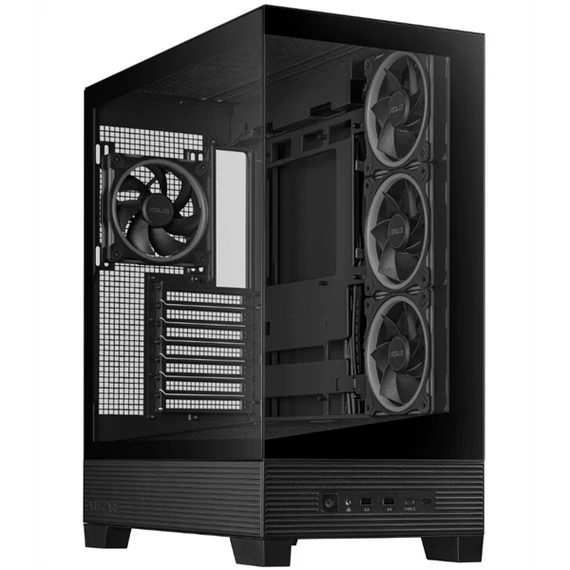 ASUS Ház A31 Plus, Tápegység nélkül, Fekete, Üvegfalú
