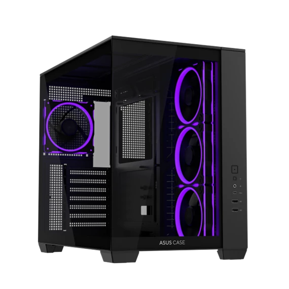 ASUS Ház A32 Plus, Tápegység nélkül, Fekete, Üvegfalú