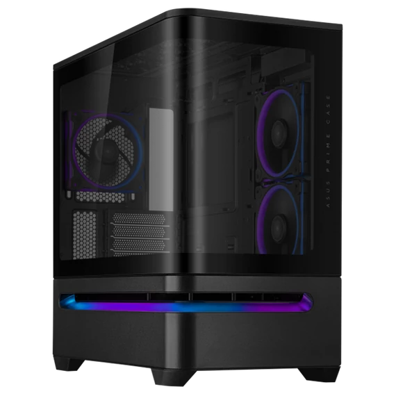 ASUS Ház Prime AP202, Tápegység nélkül, Fekete, Üvegfalú
