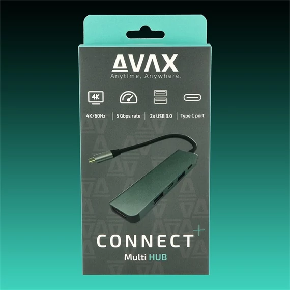 AVAX USB HUB USB-C 5in1 2xUSB3.0, USB-C, HDMI, 100W
